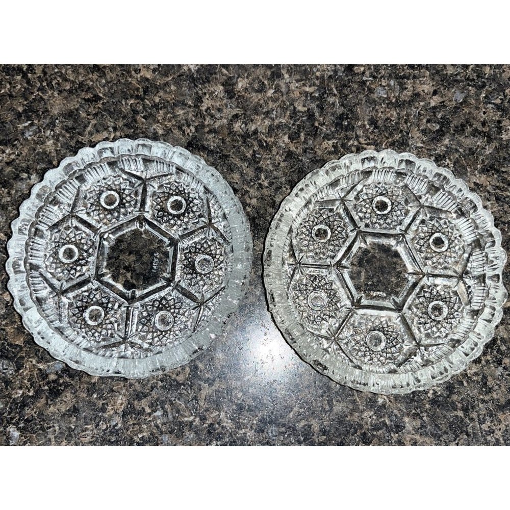 Action Industries Diamond Crystal Ashtray Vintage Made In Italy Round Cut Glass